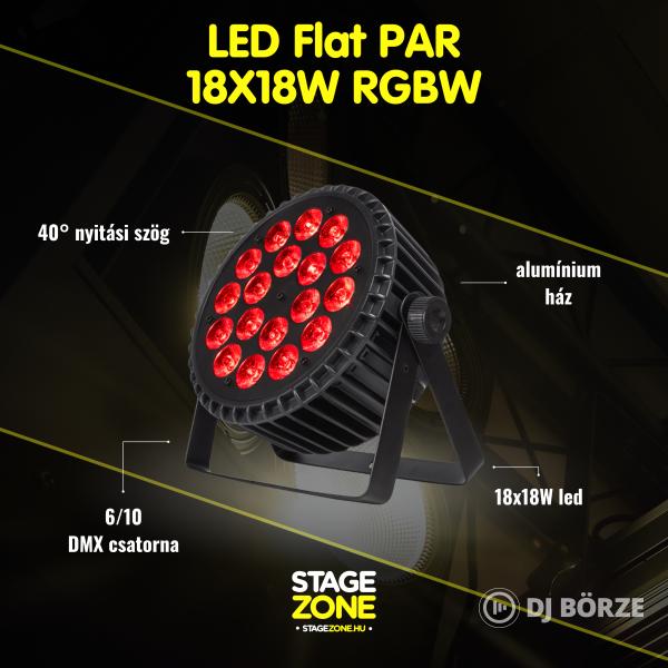 StageZone LED Flat PAR 18x18W RGBW