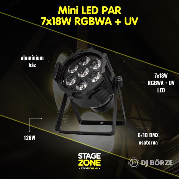 StageZone Mini LED PAR 7x18W RGBWA + UV