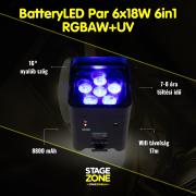 StageZone Akkumulátoros LED Par 6x18W 6in1 RGBAW+UV