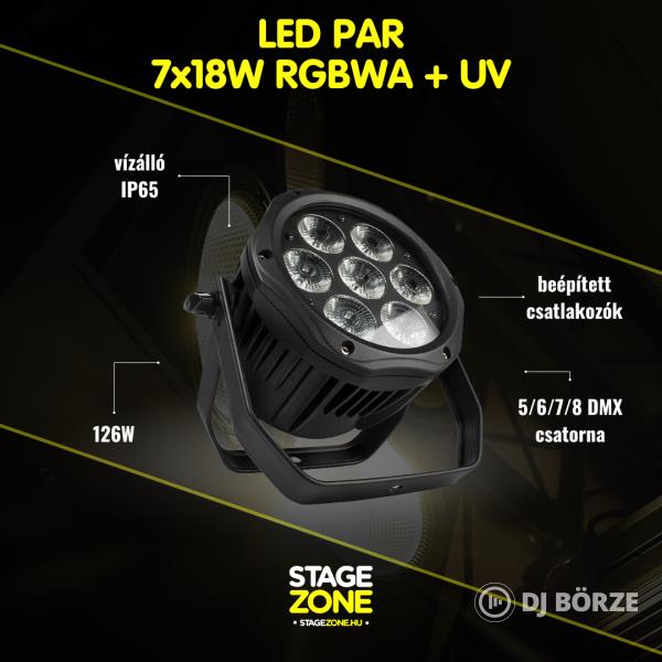 StageZone Vízálló LED Par 7x18W RGBWA+UV