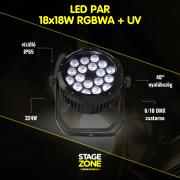 StageZone Vízálló LED Flat Par 18x18W RGBWA+UV