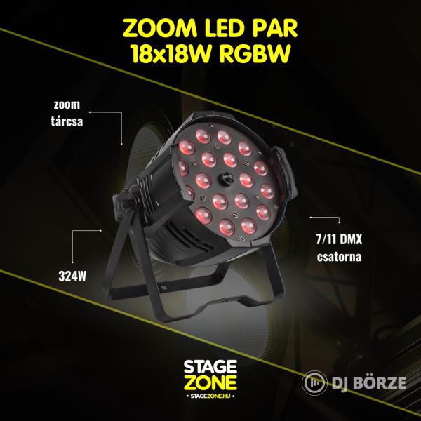 StageZone Zoom PAR 18x18W RGBW