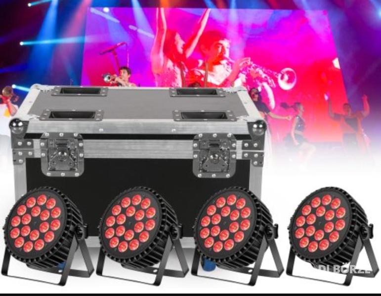 Eladó új 18x10 watt teljesítményű RGBW/RGB+UV/RGBWA+UV fém házas PAR lámpák+RACK