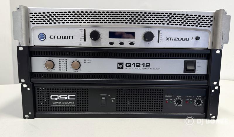 Crown XTi-2000, Electro Voice Q1212, QSC CMX300Va