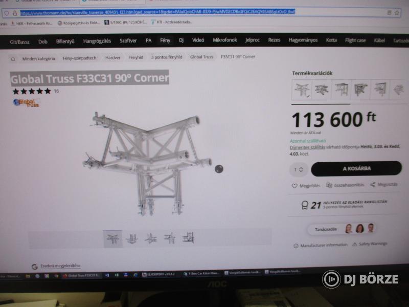 Global Truss F33C31 90° Corner  KERESEK!