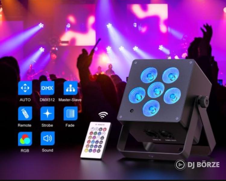 Eladó számlával, garanciával, új 6x10 watt teljesítményű akkumulátoros PAR lámpák