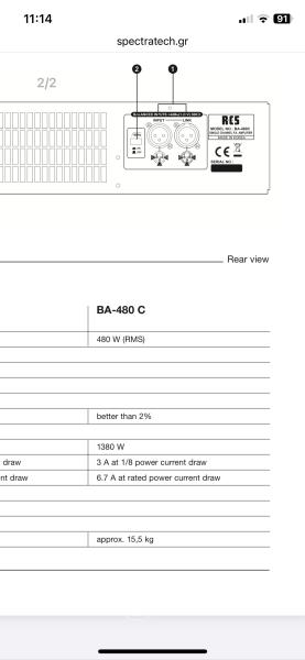RCS BA480c installációs végfok 480W RMS teljesítmény
