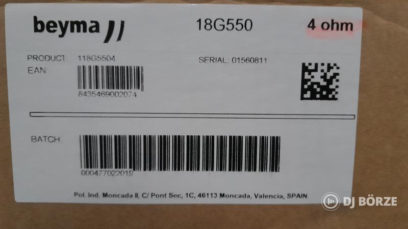 Beyma 18G550 4 ohm Teljesen új, bontatlan  2 db