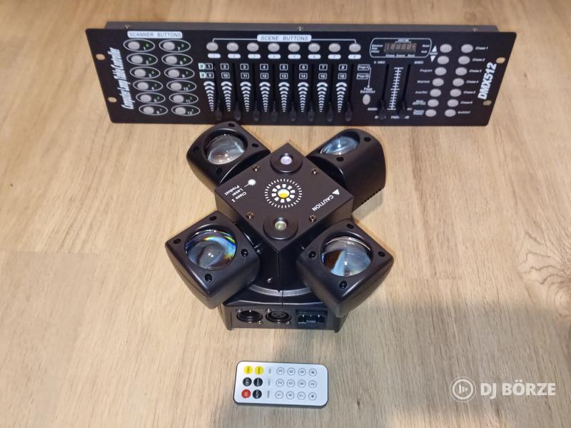 Új fajta!!!4 karú 3in 1 RGBW beam, strobi, RG lézer (beszámítás is)