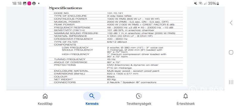4db van! Rcf event 6000 (beszámítás is)Kifejezetten az ESW1018-cal való használatra tervezték