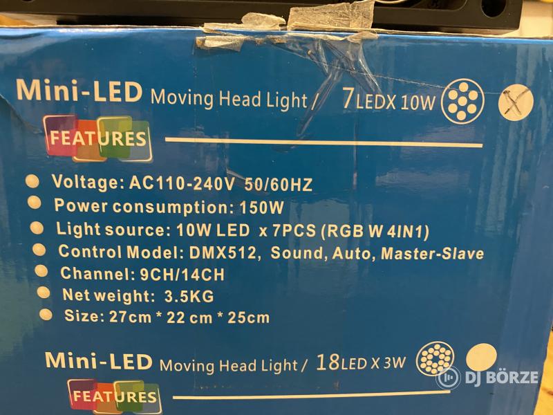 Mini LED Moving Head 7x10w RGBW wash diszkó lámpa