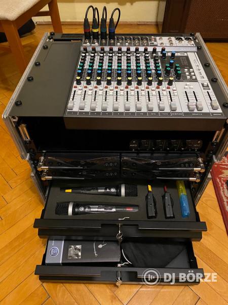 Soundcraft 12 MTK 5x AKG WMS470 rackbe építve