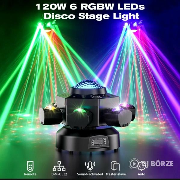Eladó számlával, garanciával új 120 watt 6 karú forgófejű robotlámpák