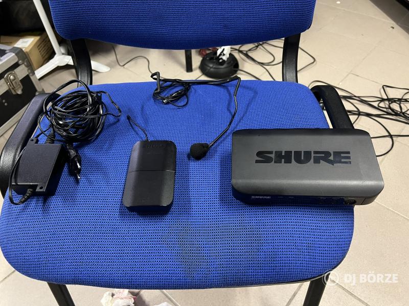 SHURE BLX14E-H8E BLX szett: zsebadó, vevő, WA302 + Shure WCM16 fejmikrofon