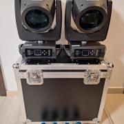 Eladó 2 db új, 230 watt teljesítményű 7R robotlámpa, rackkel