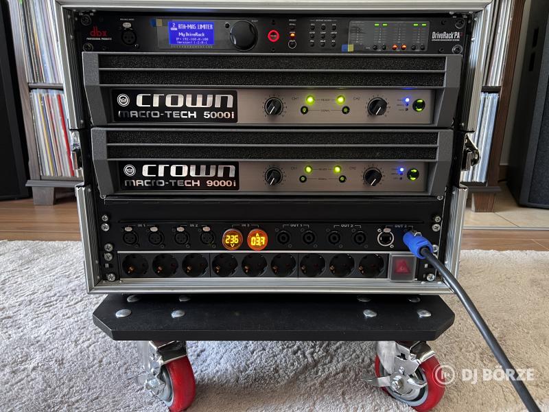 Újszerű Crown MA5000i + MA9000i végfok + DBX PA2 rackben