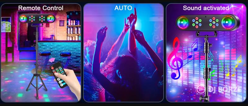 Diszkó lámpa, fény 30W állvánnyal, távirányítóval