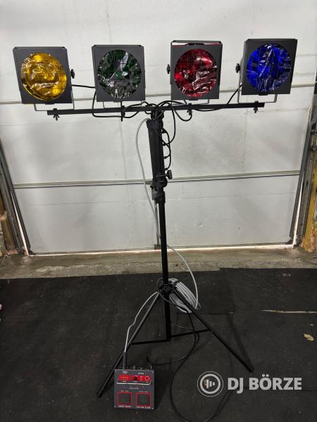 Mobil halogén izzós fényszett kompletten (lámpák, állvány, vezérlő, kábelezés)