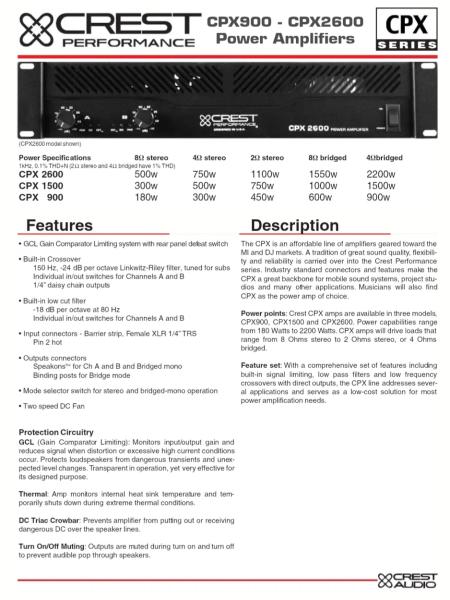 Crest CPX1500 végfok