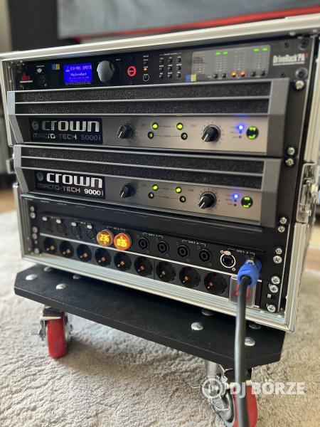 Újszerű Crown MA5000i + MA9000i végfok + DBX PA2 + RTA Mic rackben