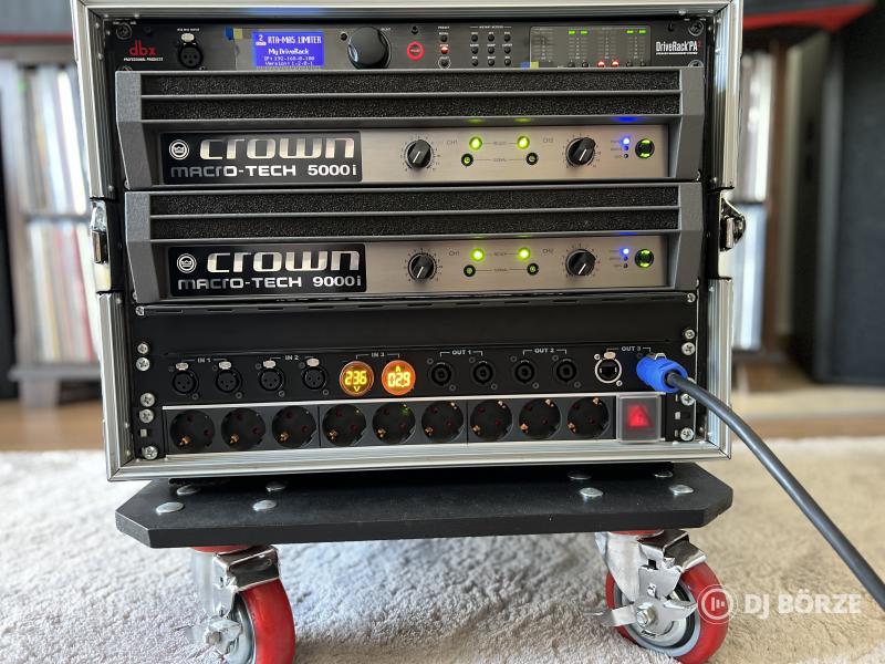 Újszerű Crown MA5000i + MA9000i végfok + DBX PA2 + RTA Mic rackben