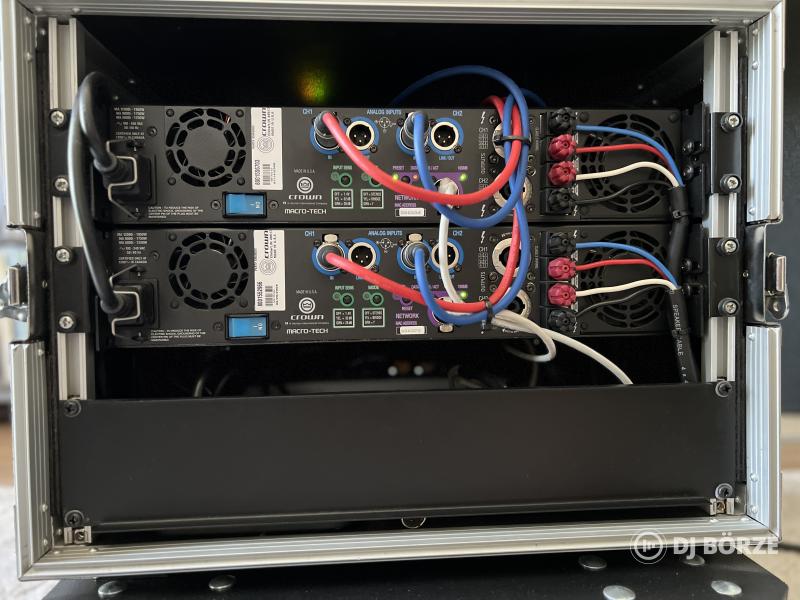 Újszerű Crown MA5000i + MA9000i végfok + DBX PA2 + RTA Mic rackben