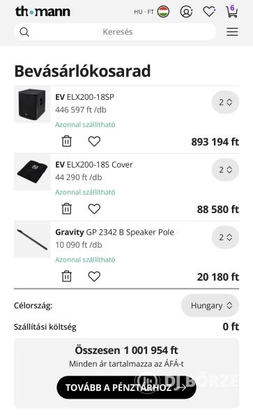 Electro Voice ELX 200 Aktív Mélyláda 2db