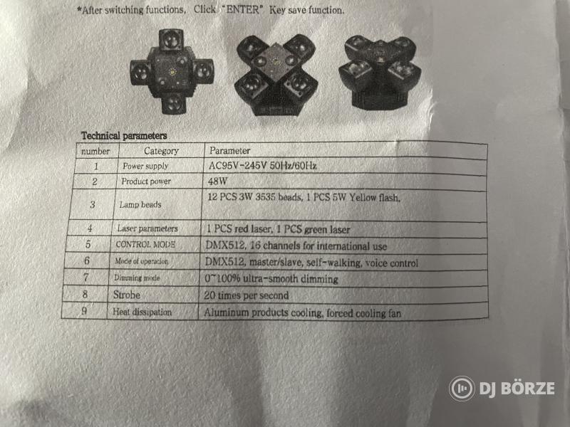 4 karú disco effekt fény távirányítóval
