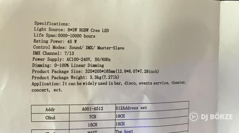 Spider disco effekt fény