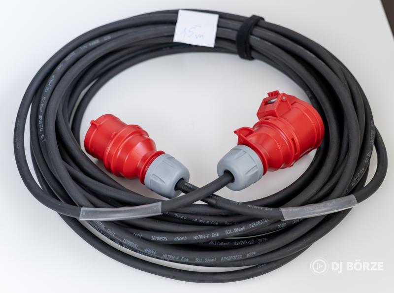 15m - 16A 3 fázisú ipari hosszabbító gumikábel