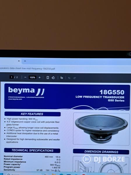 Beyma 18G550 Hangszóró Pár