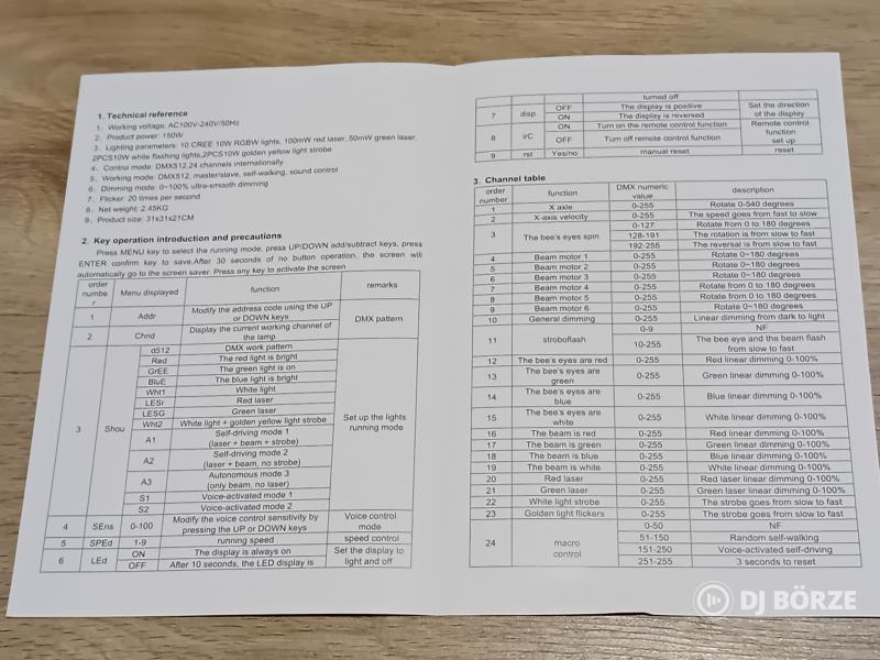 Okos nagy LED robot!6 karú 3in 1 RGBW beam, strobi:White&gold, RG lézer (beszámítás is)Saját videó!