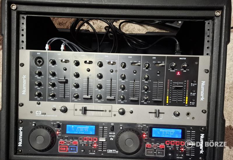 Numark C3 DJ keverő+CDN77 Usb lejátszó+SKB rack