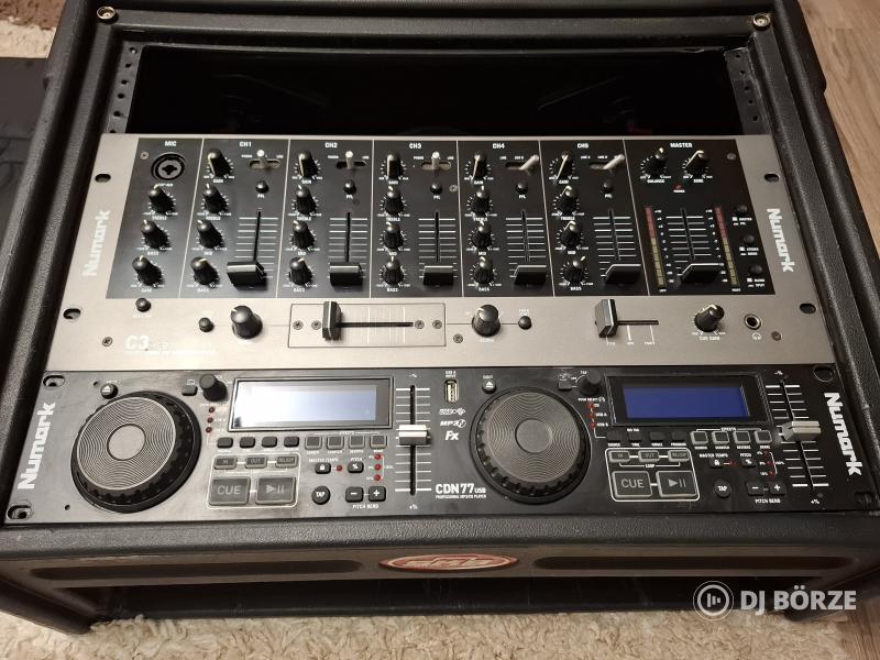 Numark C3 DJ keverő+CDN77 Usb lejátszó+SKB rack
