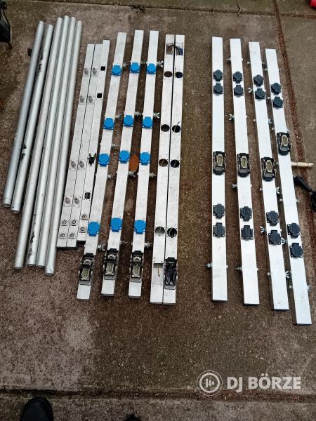 2db Showtec Showbar 4, fénytartó gerendák, szállító láda, nagy kerekek stb