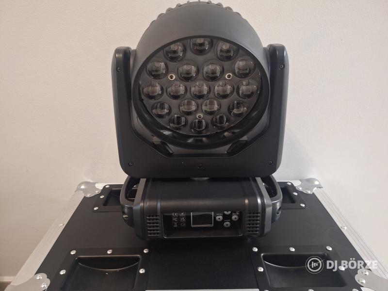 Eladó számlával, garanciával, új 19x15 watt wash zoom robotlámpák rackekkel