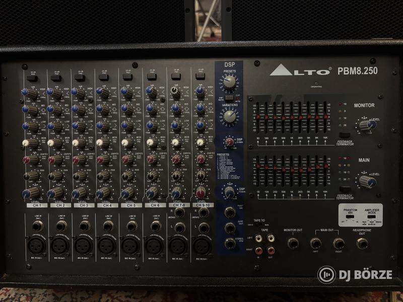 Komplett PA szett: Alto PBM 8.250 keverő-erősítő + 2db JBL EON 300 15"passzív hangfal + tokok.
