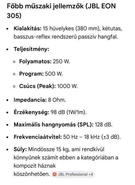 Komplett PA szett: Alto PBM 8.250 keverő-erősítő + 2db JBL EON 300 15"passzív hangfal + tokok.