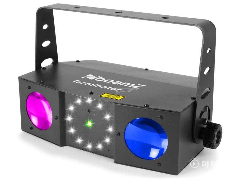 BeamZ Terminator IV Double Moon RGBW + lézer + stroboszkóp fényeffekt